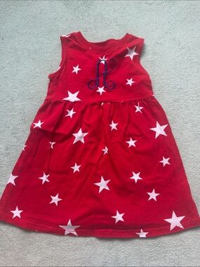 Old Navy Red Star Print Sleeveless Dress with Monogram A